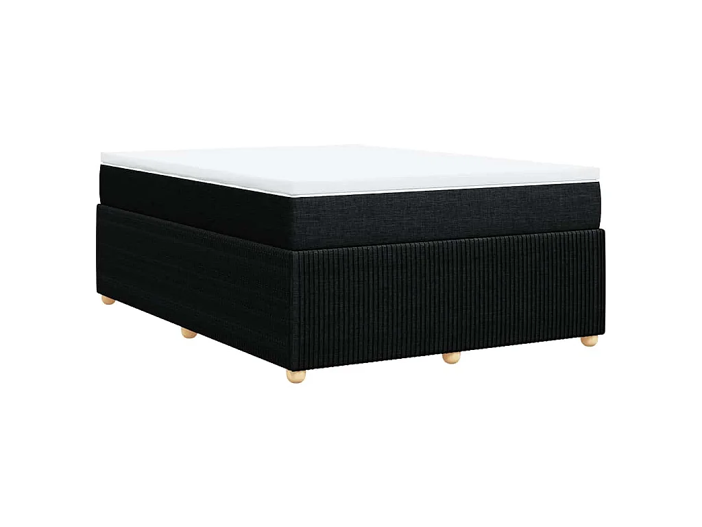 Sommier à lattes de lit avec matelas Noir 140x190 cm Tissu