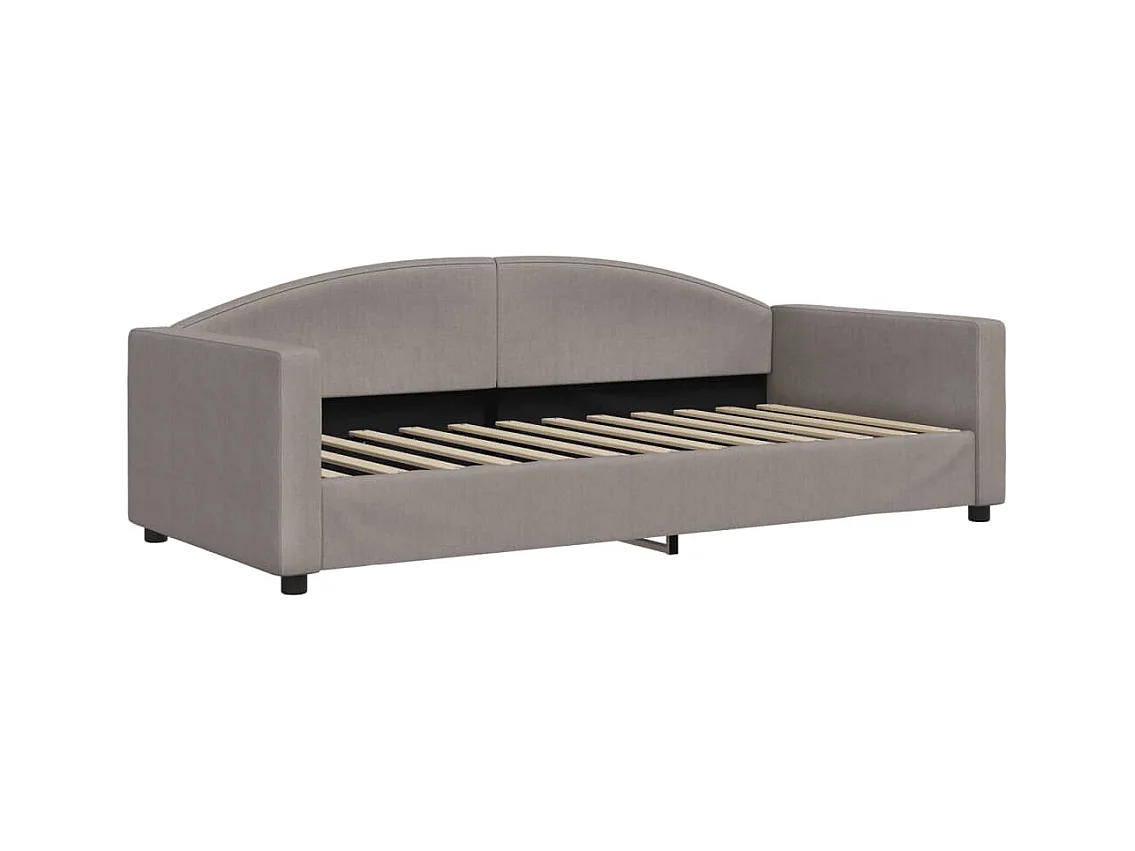 Lit de jour avec gigogne et matelas taupe 90x200 cm tissu