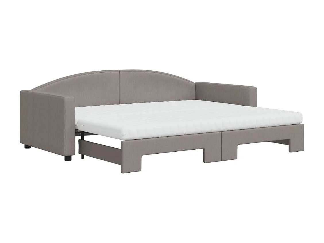 Tagesbett Ausziehbar mit Matratzen Taupe 90x200 cm Stoff