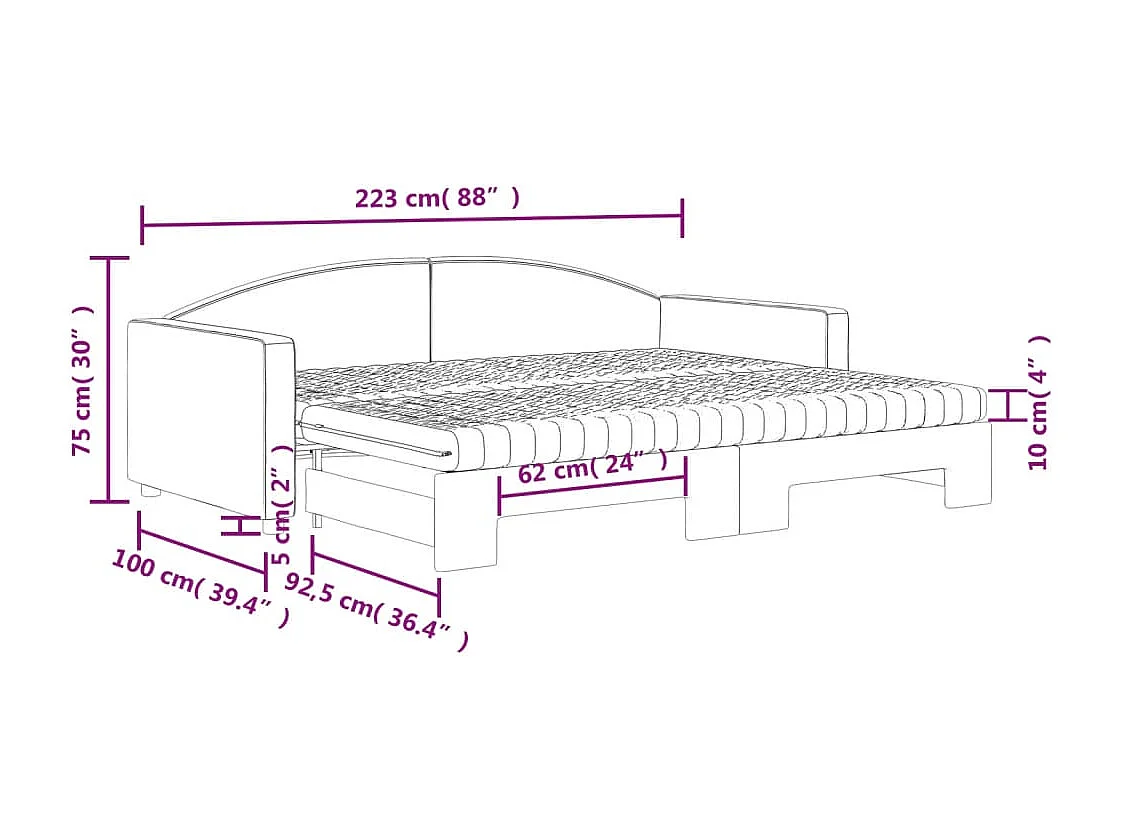 Tagesbett Ausziehbar mit Matratzen Taupe 90x200 cm Stoff
