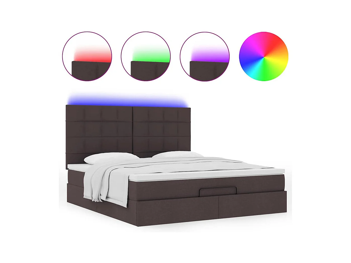 Cadre de lit ottoman avec matelas marron foncé 180x200 cm tissu