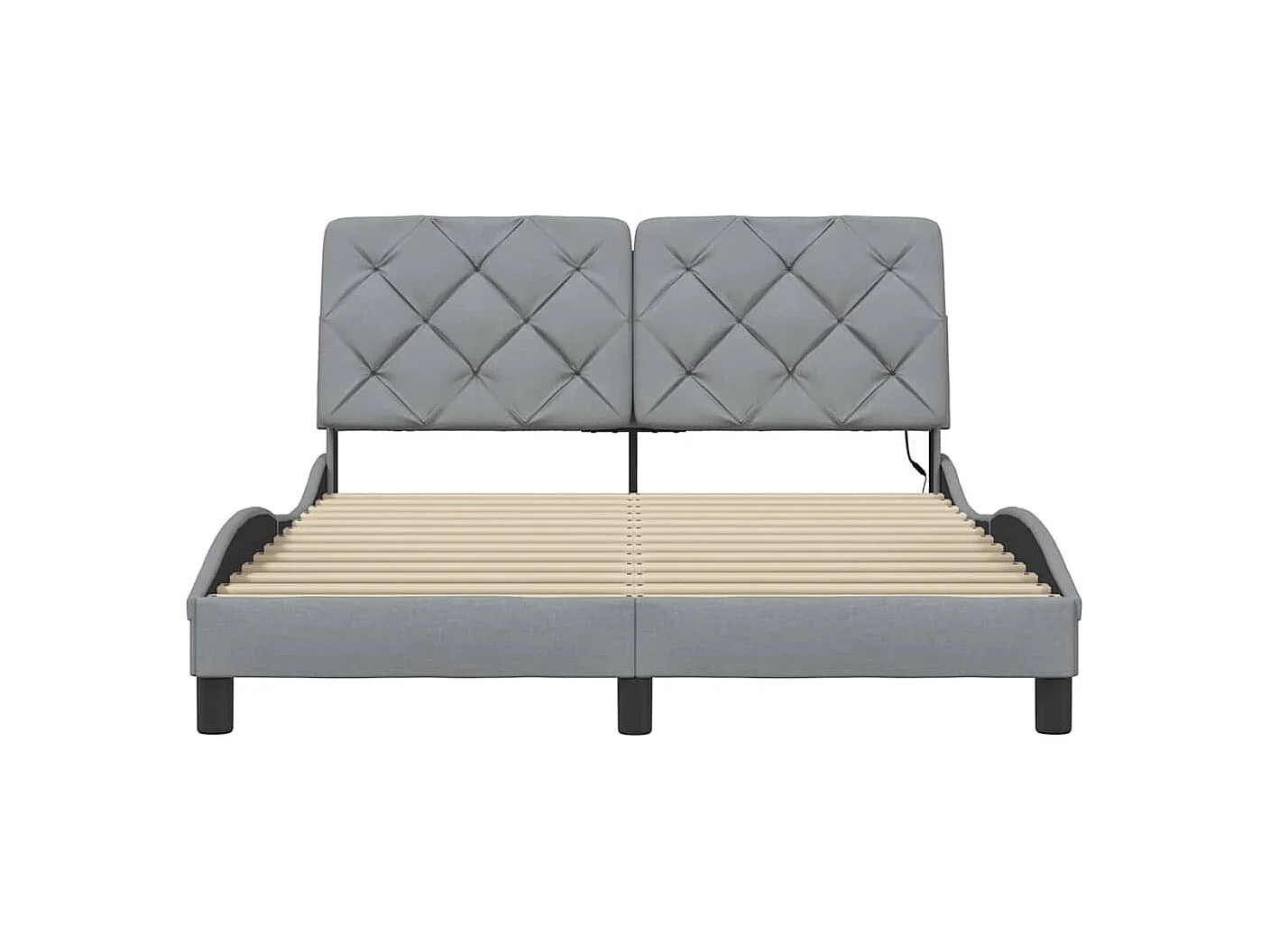 Bedframe met LED zonder matras stof 140x190 cm lichtgrijs