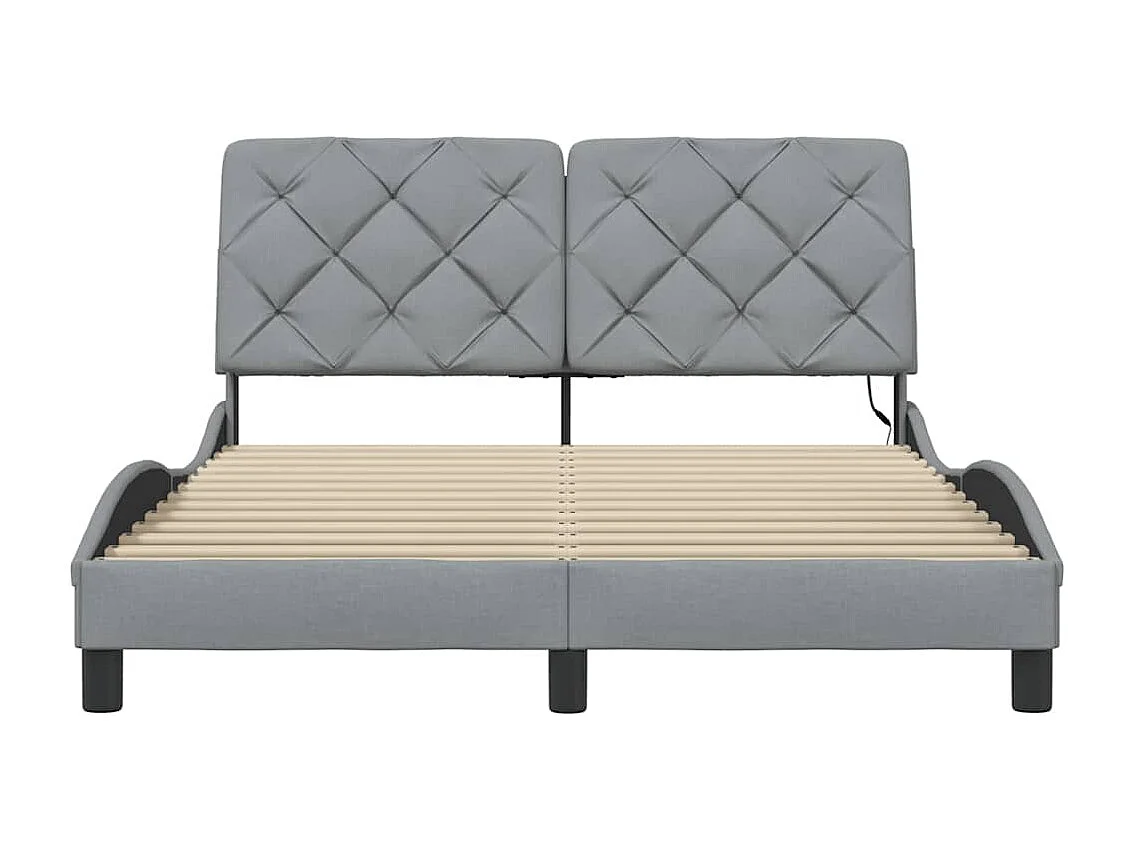 Bedframe met LED zonder matras stof 140x190 cm lichtgrijs