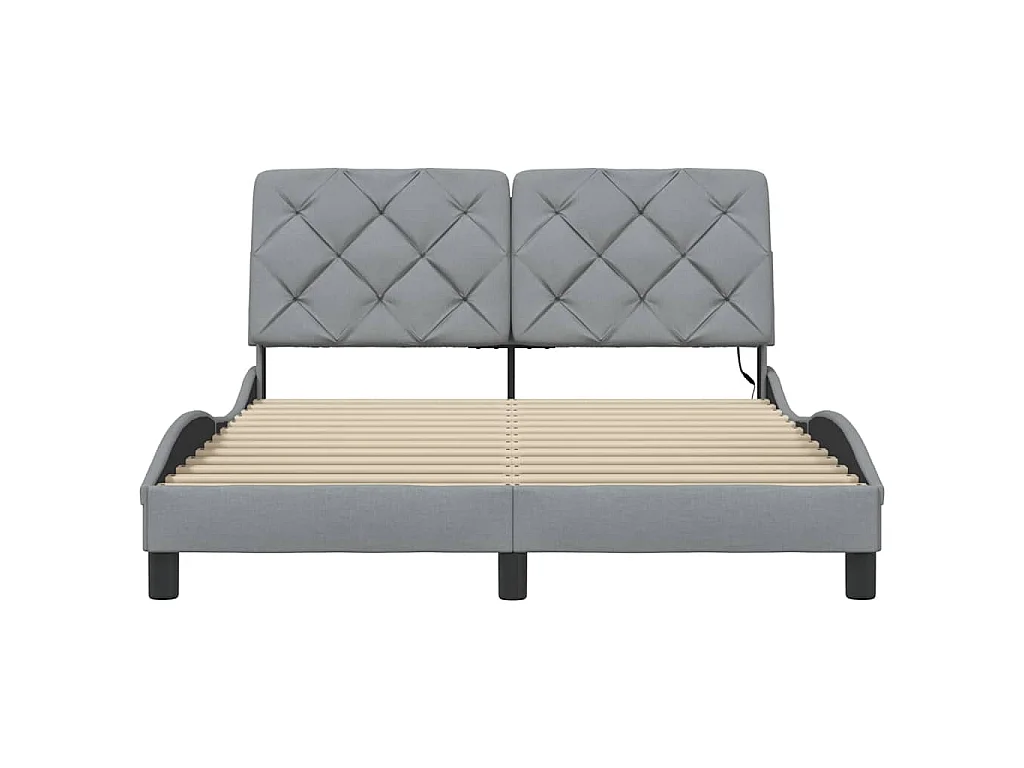 Bedframe met LED zonder matras stof 140x190 cm lichtgrijs