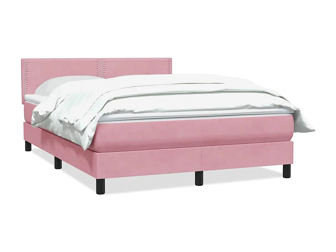 Boxspring met matras fluweel roze 160x210 cm