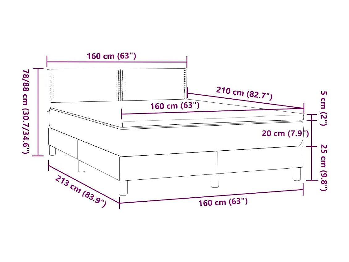 Boxspring met matras fluweel roze 160x210 cm