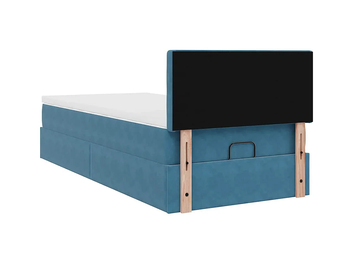 Ottoman-Bett mit Matratze & LEDs Dunkelblau 90x200 cm Samt