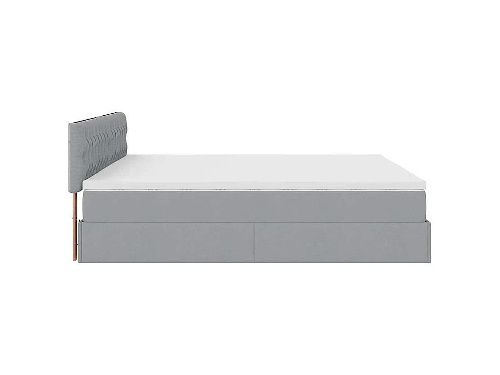 Cadre de lit ottoman et matelas gris clair 180x200 cm tissu