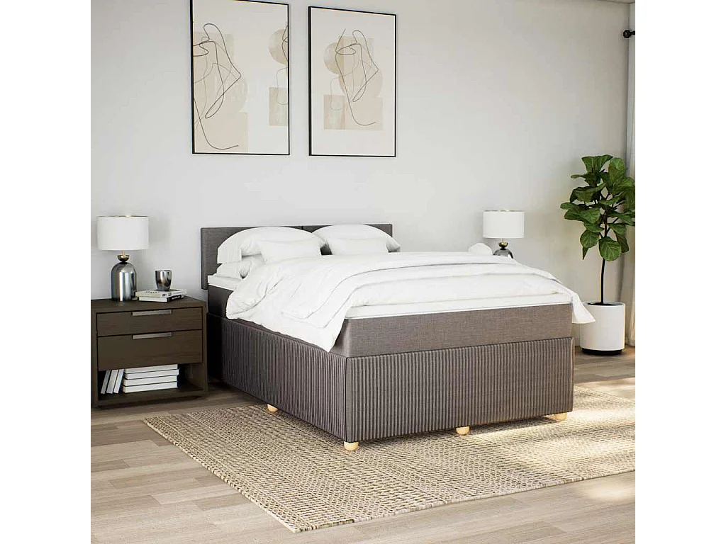 Giroletto a Molle con Materasso Tortora 140x190 cm in Tessuto
