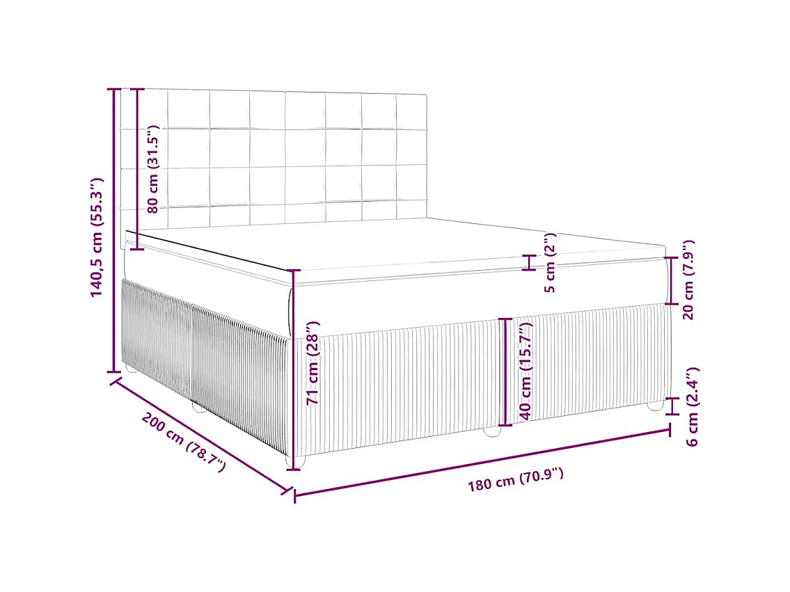 Boxspring met matras stof donkergrijs 180x200 cm
