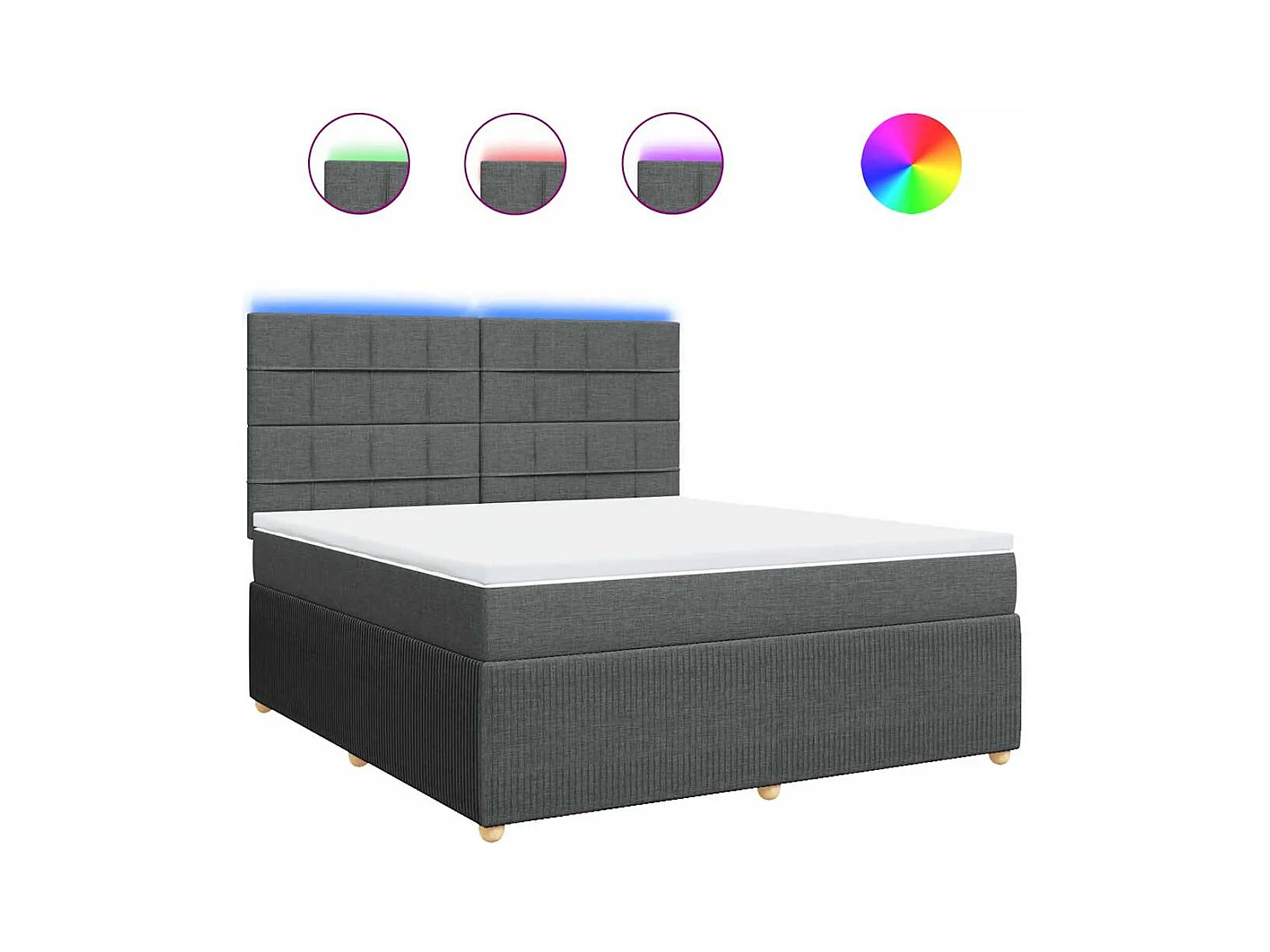 Sommier à lattes de lit avec matelas Gris foncé 180x200cm Tissu