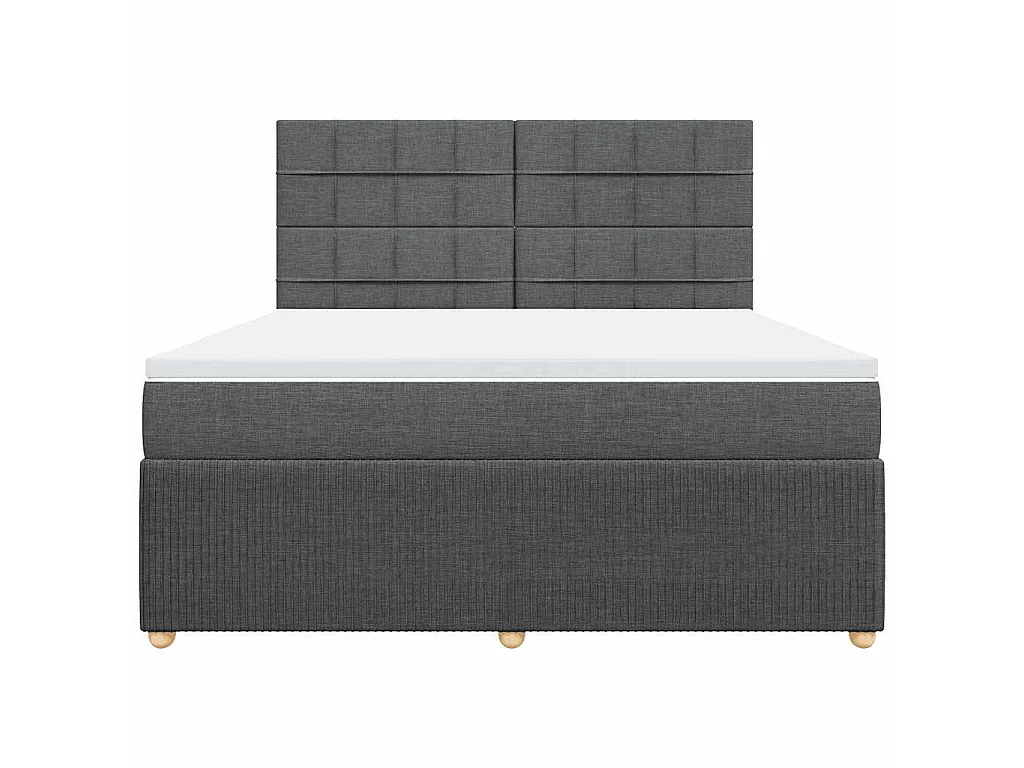 Cama box spring con colchón tela gris oscuro 180x200 cm