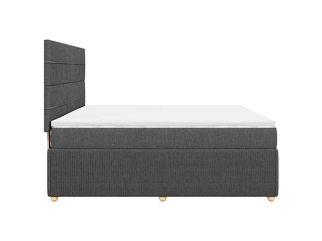 Cama box spring con colchón tela gris oscuro 180x200 cm