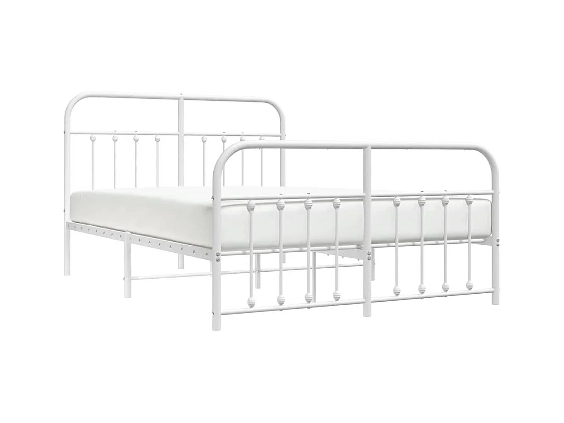 Bettgestell mit Kopf- und Fußteil Metall Weiß 140x200 cm