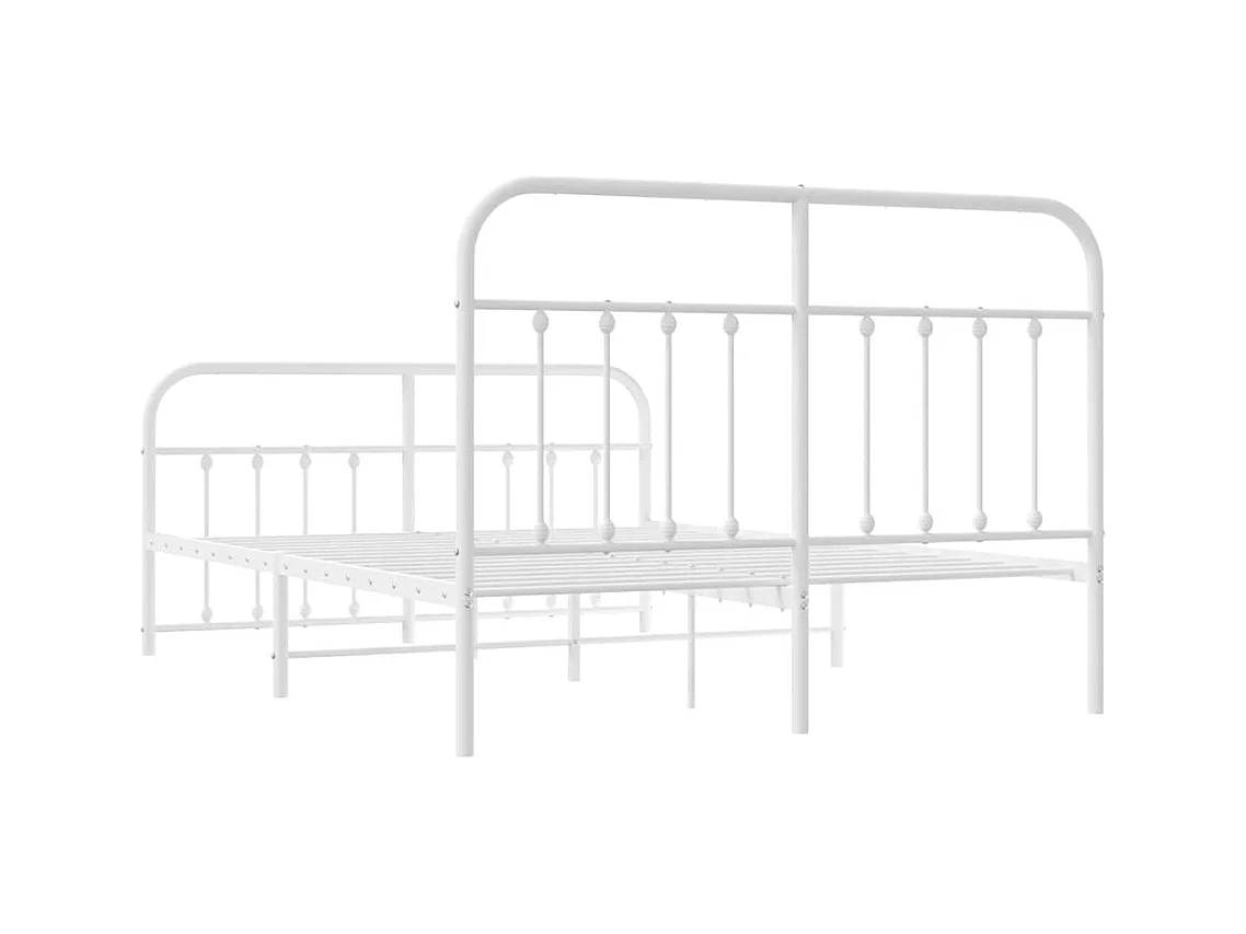 Bettgestell mit Kopf- und Fußteil Metall Weiß 140x200 cm