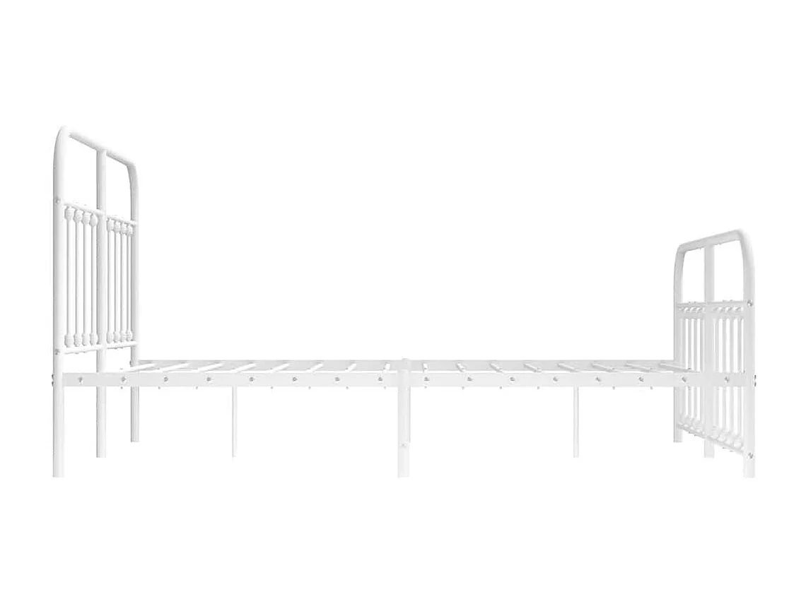 Cadre de lit métal sans matelas et pied de lit blanc 140x200 cm