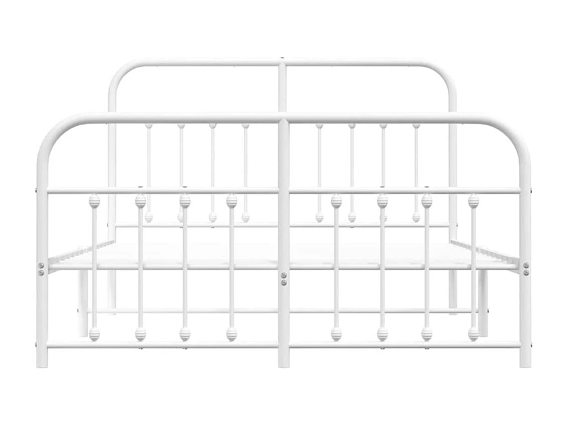 Cadre de lit métal sans matelas et pied de lit blanc 140x200 cm