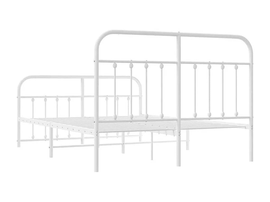 Cadre de lit métal sans matelas et pied de lit blanc 140x200 cm
