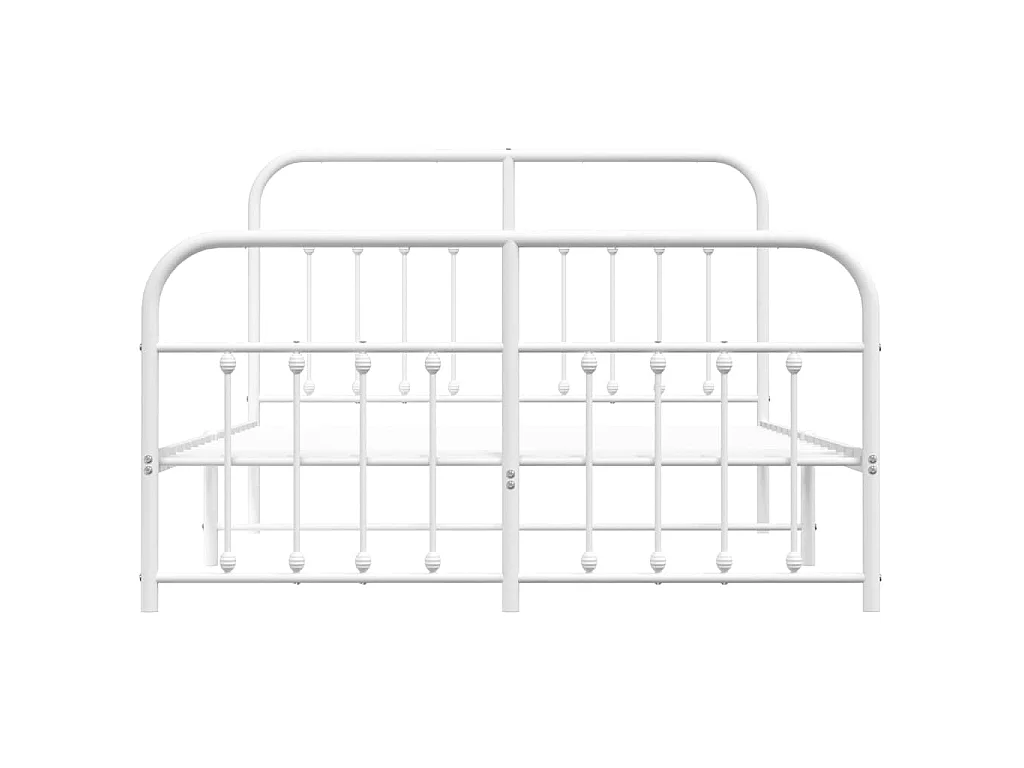 Cadre de lit métal sans matelas et pied de lit blanc 140x200 cm