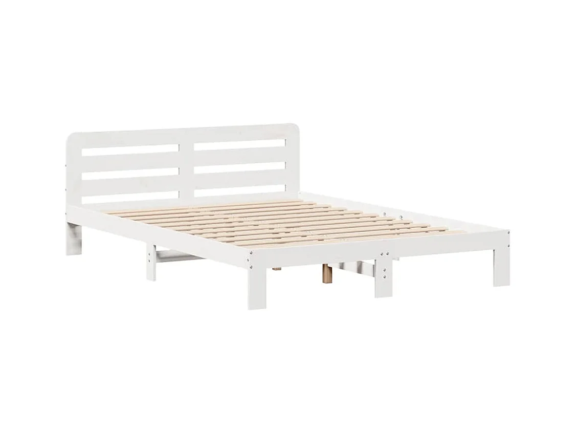 Cadre de lit sans matelas blanc 160x200 cm bois de pin massif