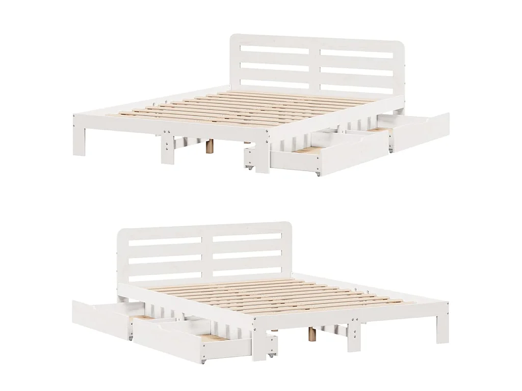Cadre de lit sans matelas blanc 160x200 cm bois de pin massif