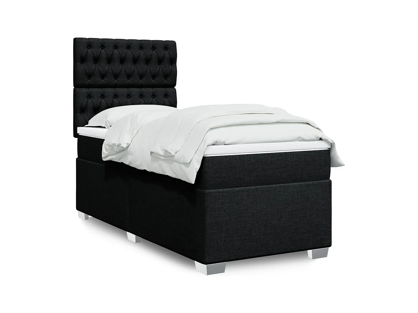 Boxspringbett mit Matratze Schwarz 90x200 cm Stoff