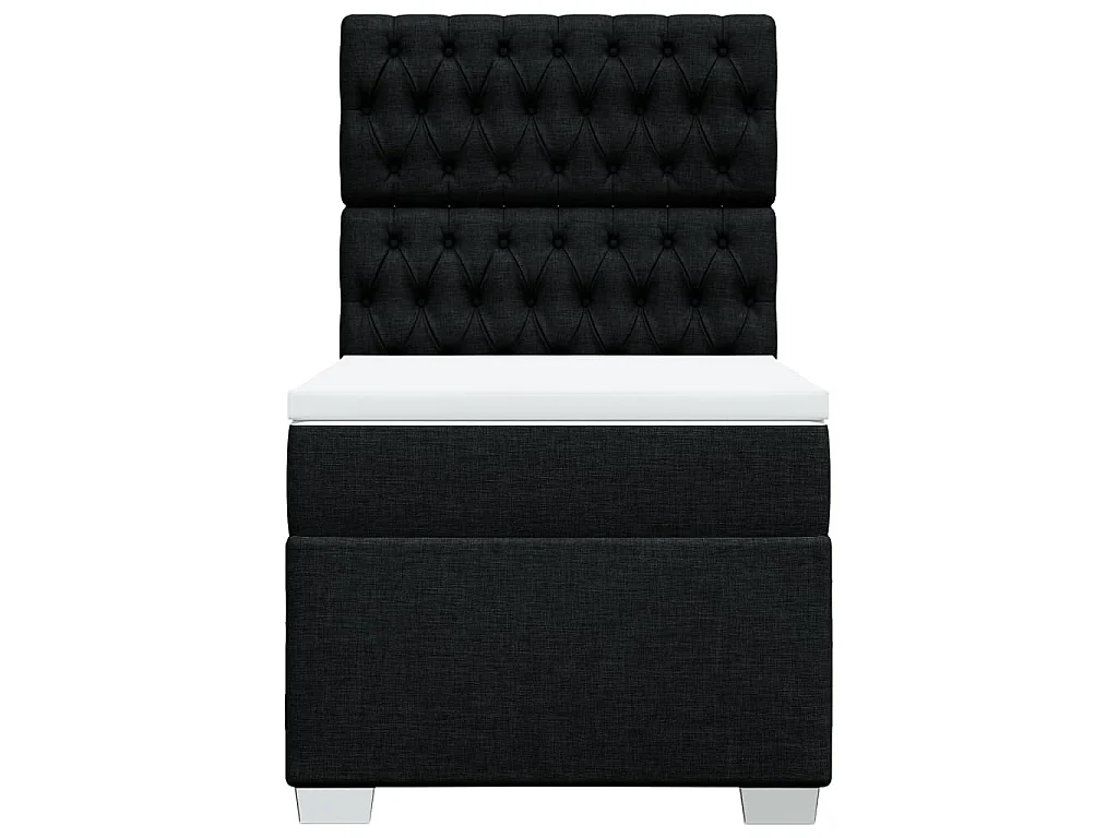 Cama box spring con colchón tela negro 90x200 cm