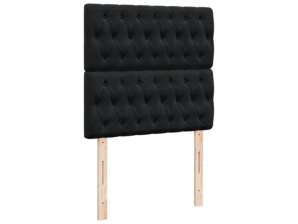 Cama box spring con colchón tela negro 90x200 cm