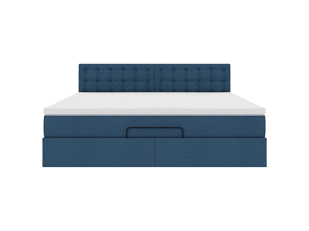 Pouf Letto con Materasso e LED Blu 180x200cm in Tessuto