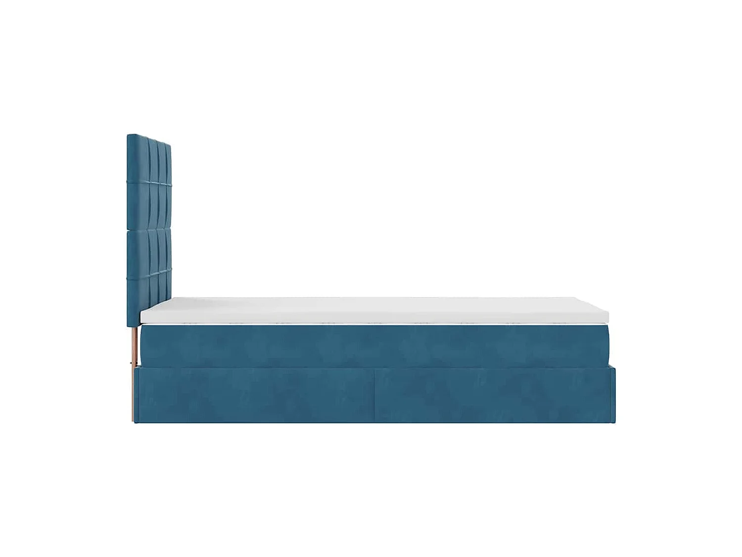 Cadre de lit ottoman avec matelas bleu foncé 100x200 cm velours