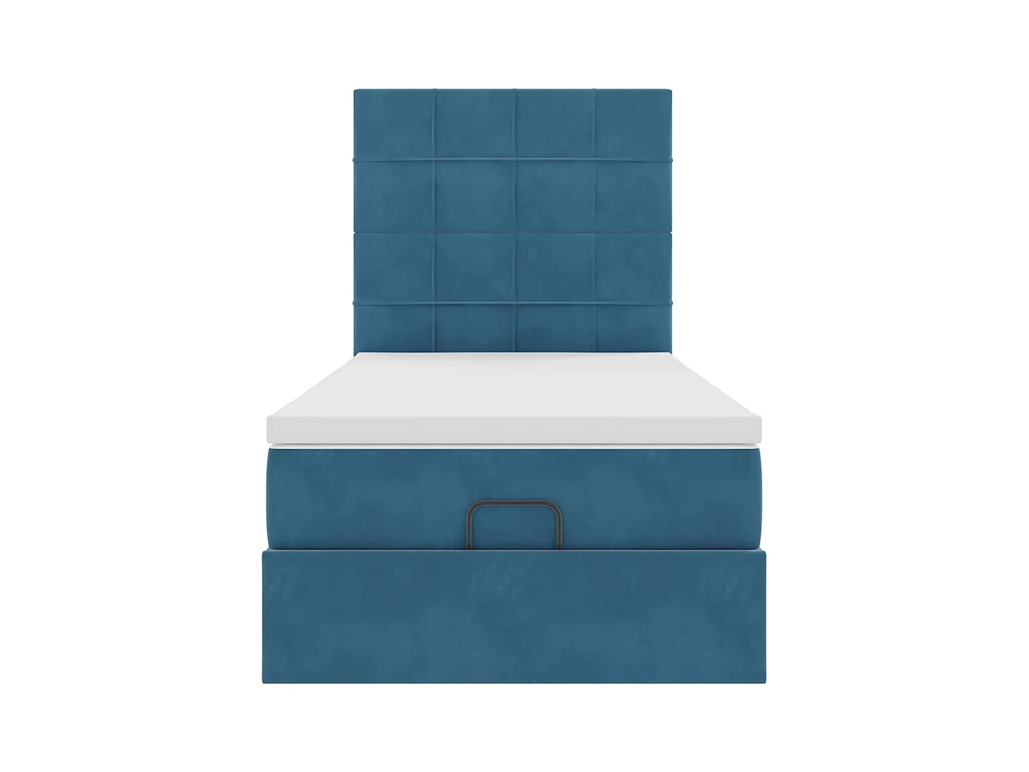 Cadre de lit ottoman avec matelas bleu foncé 100x200 cm velours