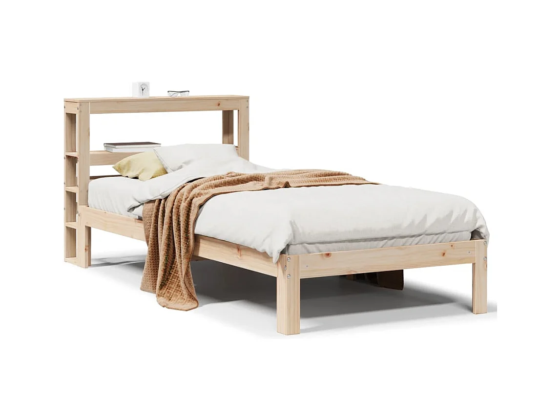 Estructura de cama con cabecero madera maciza pino 90x190 cm