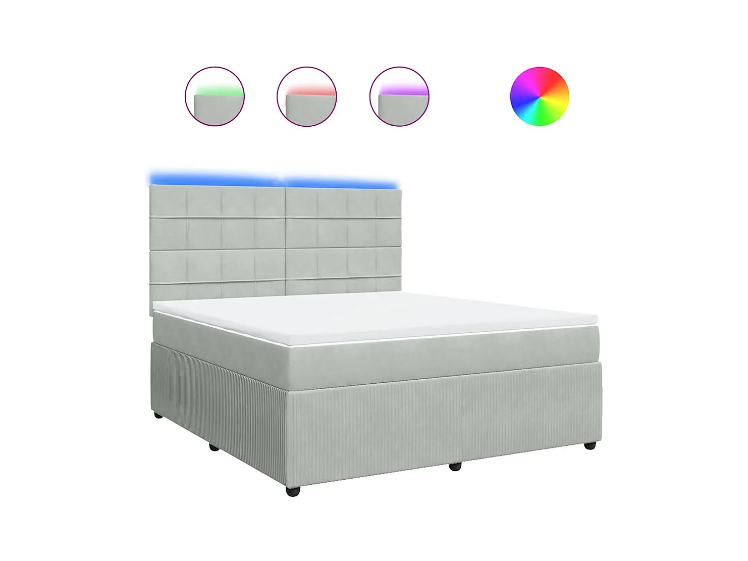 Boxspringbett mit Matratze Hellgrau 180x200 cm Samt