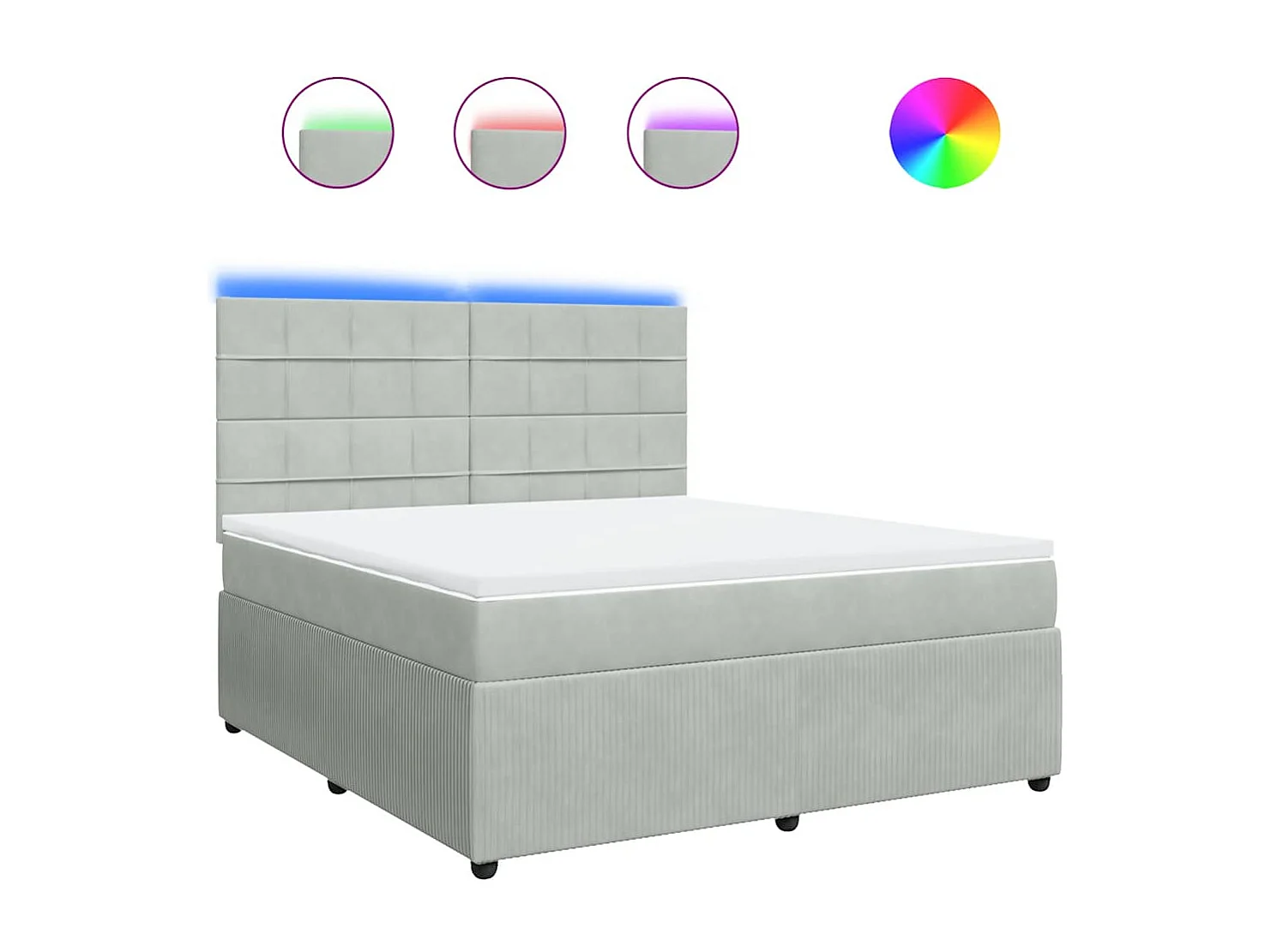 Sommier à lattes de lit et matelas Gris clair 180x200cm Velours