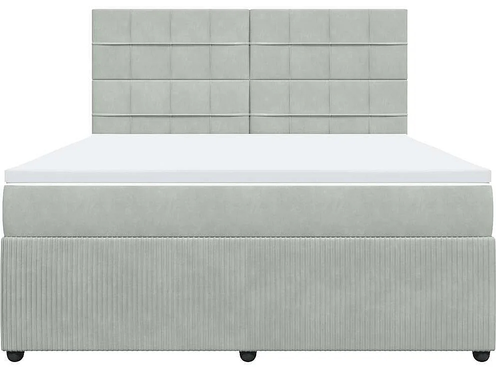 Sommier à lattes de lit et matelas Gris clair 180x200cm Velours