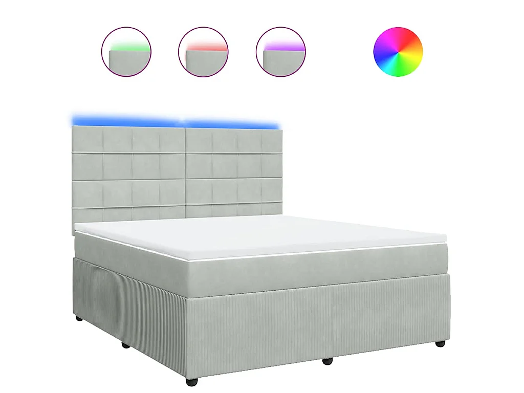 Boxspring met matras fluweel lichtgrijs 180x200 cm
