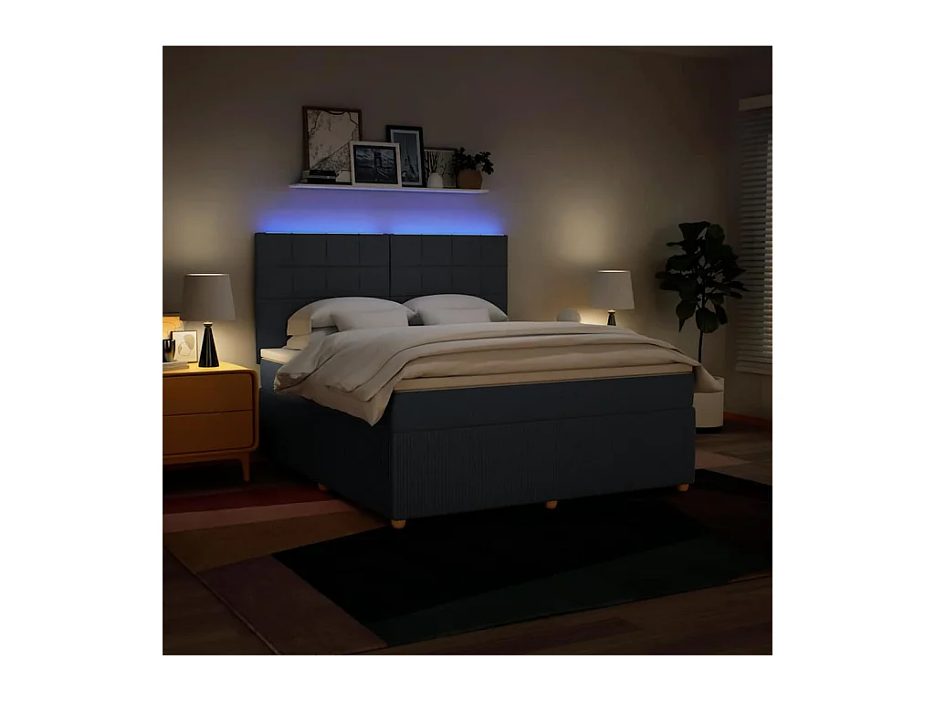 Sommier à lattes de lit avec matelas Bleu 180x200 cm Tissu