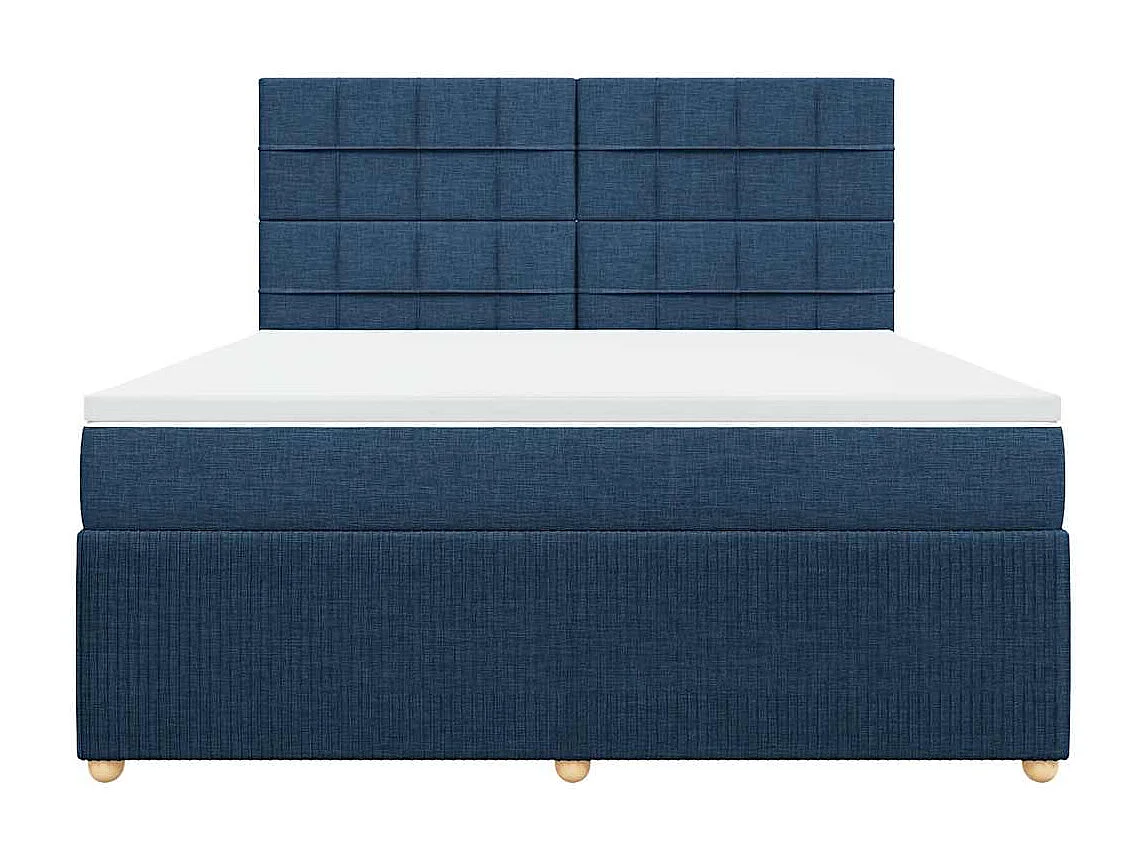 Boxspringbett mit Matratze Blau 180x200 cm Stoff