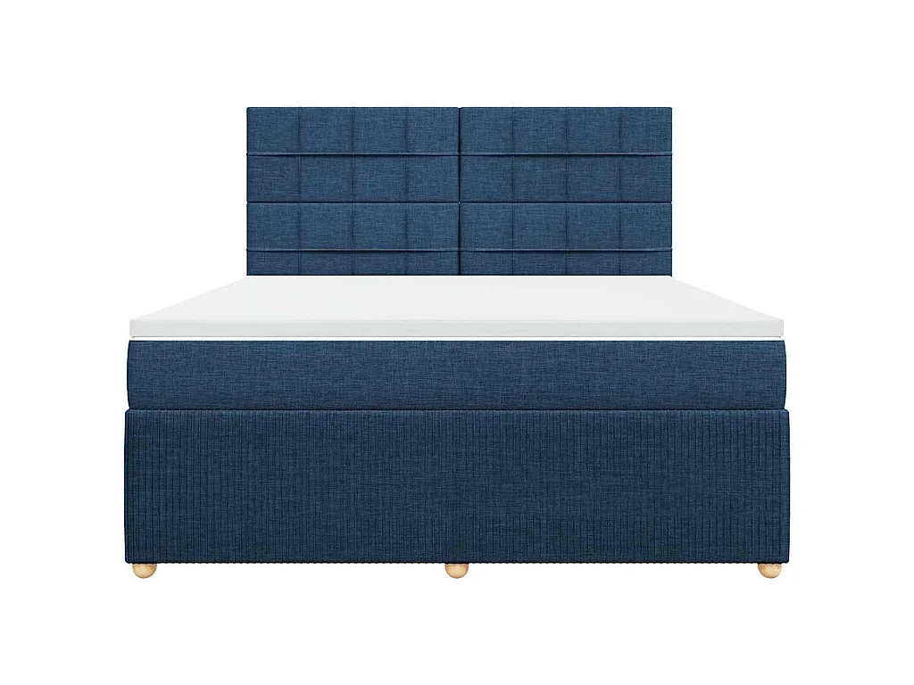 Cama box spring con colchón tela azul 180x200 cm