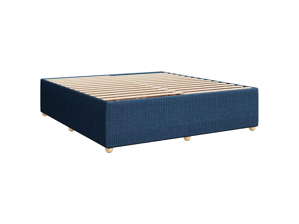 Cama box spring con colchón tela azul 180x200 cm