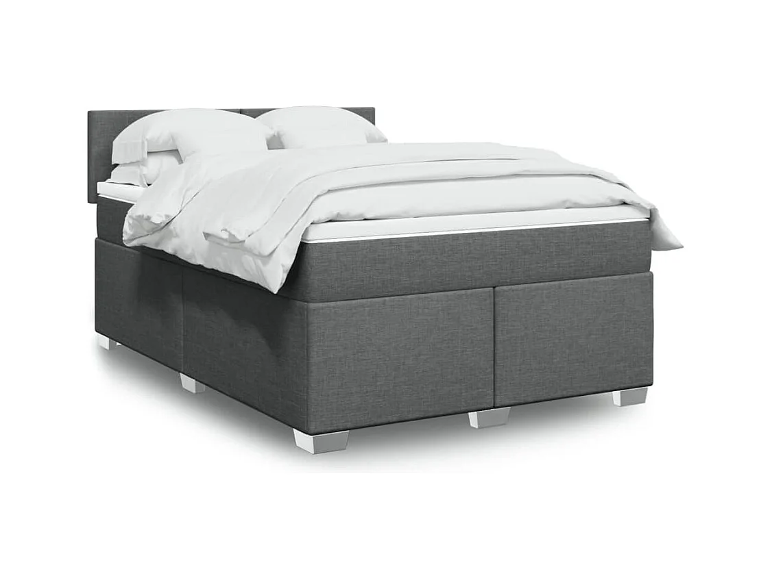 Boxspringbett mit Matratze Dunkelgrau 140x190 cm Stoff