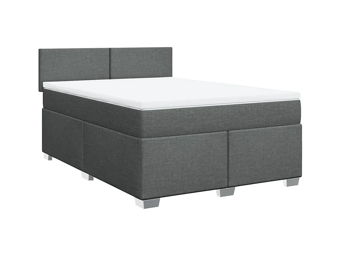 Boxspringbett mit Matratze Dunkelgrau 140x190 cm Stoff