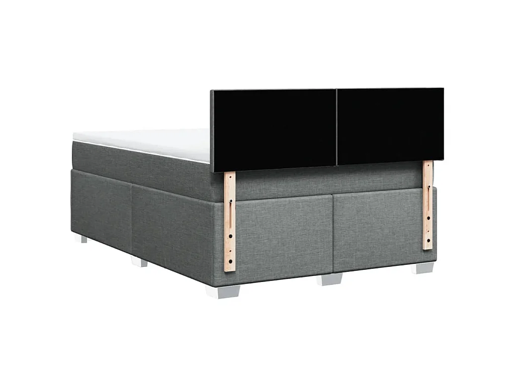 Cama box spring con colchón tela gris oscuro 140x190 cm