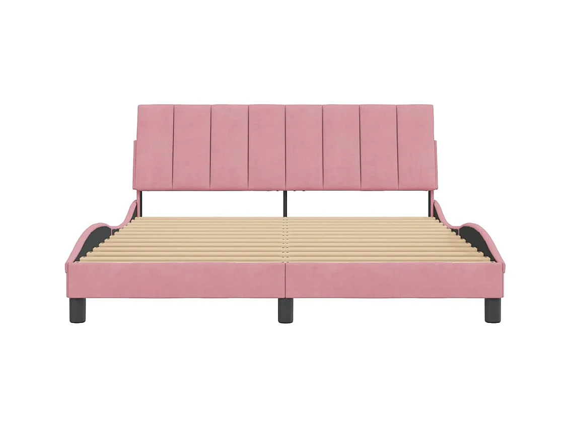 Estructura de cama sin colchón terciopelo rosa 160x200 cm