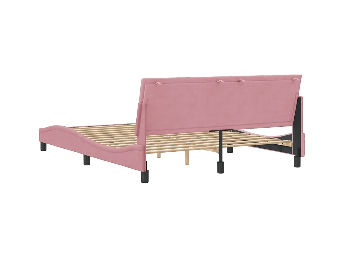 Estructura de cama sin colchón terciopelo rosa 160x200 cm