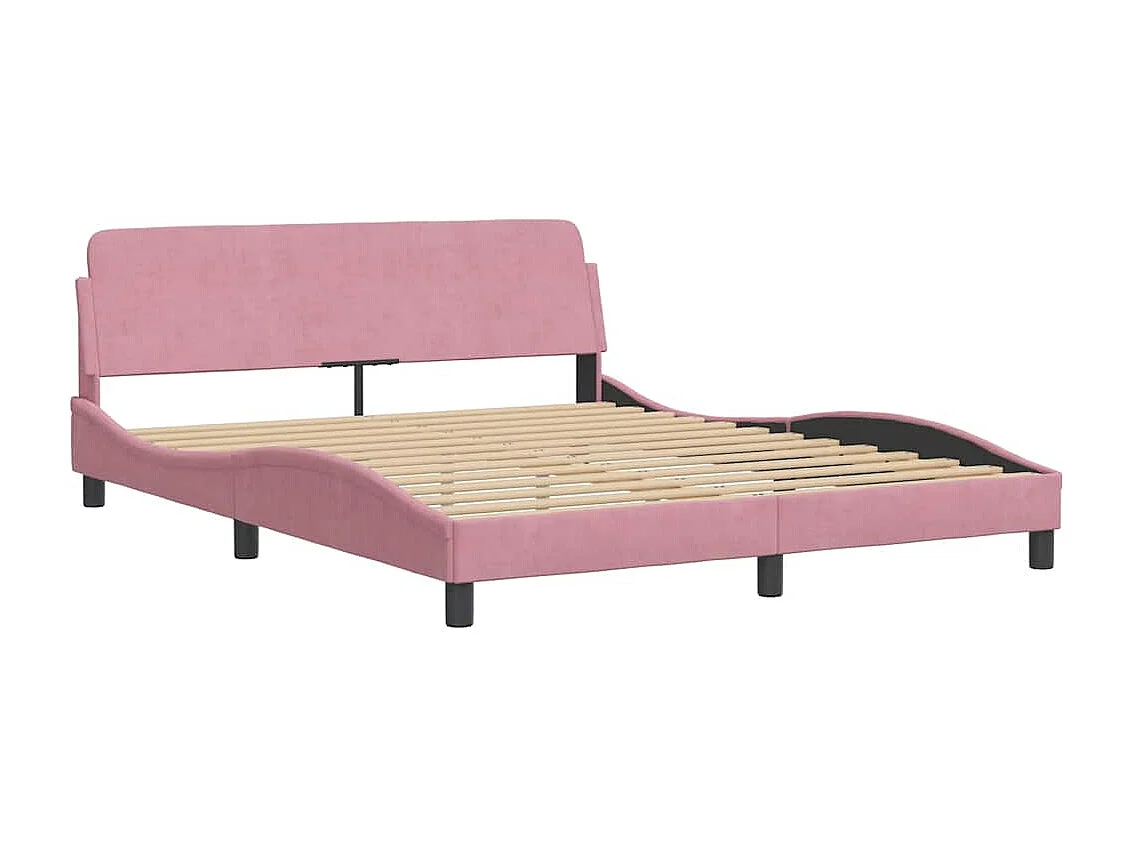 Cadre de lit sans matelas Hanko rose 160x200 cm velours