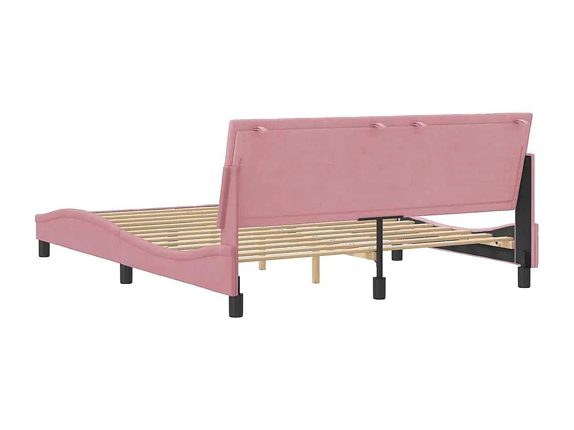 Cadre de lit sans matelas Hanko rose 160x200 cm velours