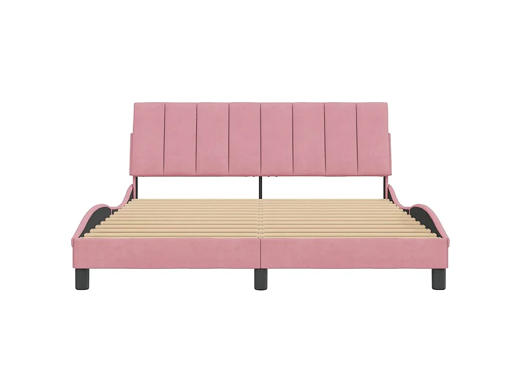 Cadre de lit sans matelas Hanko rose 160x200 cm velours