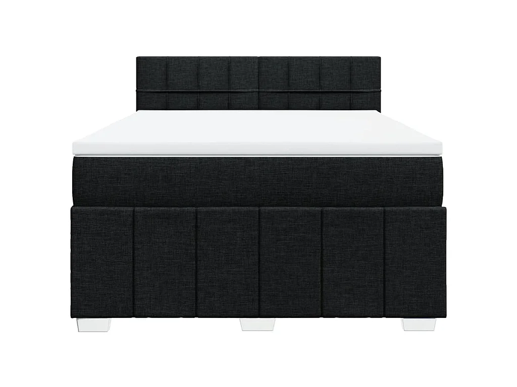 Sommier à lattes de lit avec matelas Noir 140x190 cm Tissu