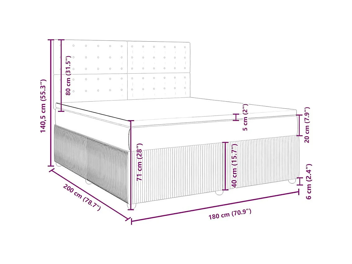 Boxspring met matras stof lichtgrijs 180x200 cm